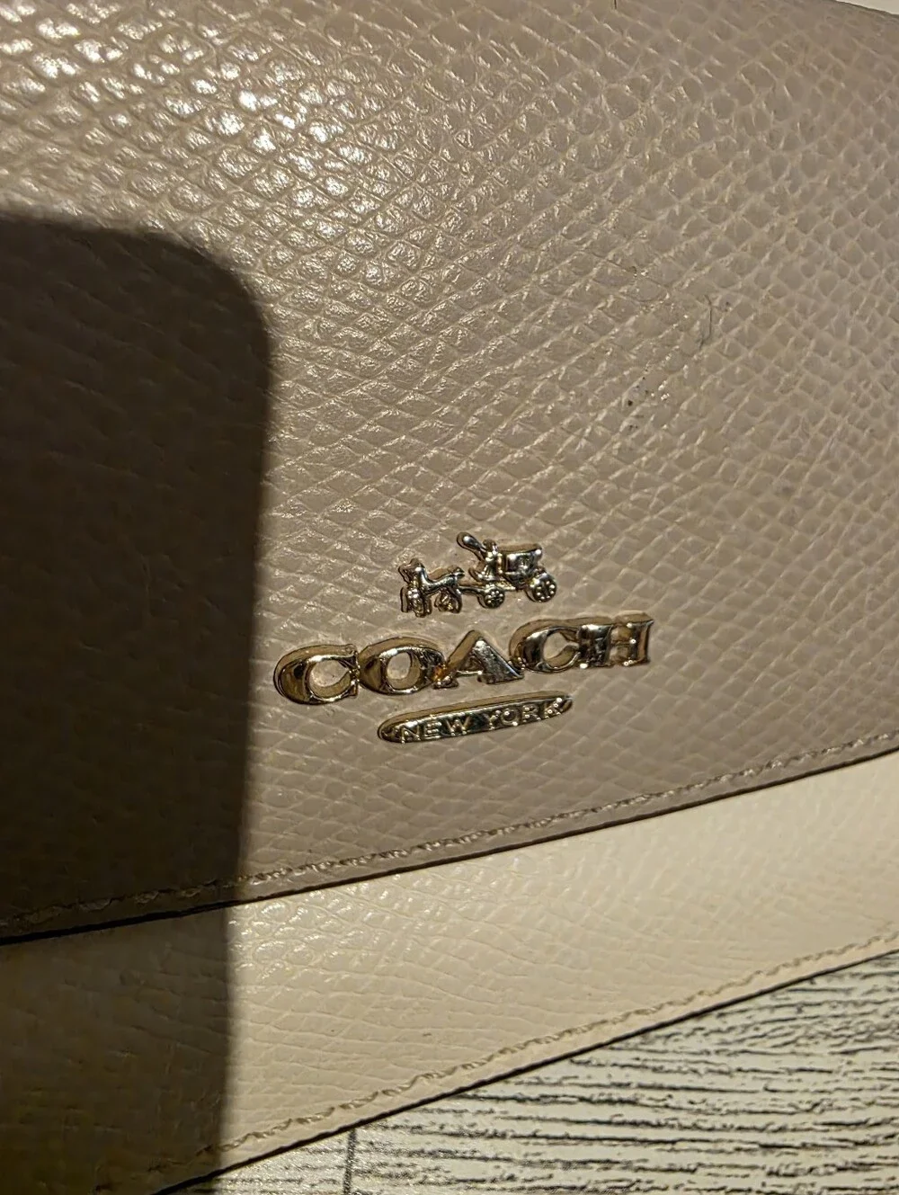 Coach Two-Tone Continental Wallet in Taupe and Cream